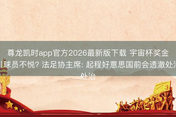 尊龙凯时app官方2026最新版下载 宇宙杯奖金引球员不悦? 法足协主席: 起程好意思国前会透澈处治