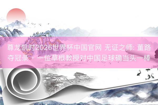 尊龙凯时2026世界杯中国官网 无证之师: 董路夺冠录 · 一位草根教授对中国足球确当头一棒