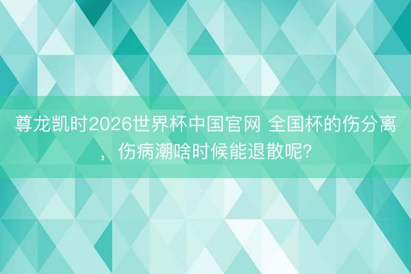 尊龙凯时2026世界杯中国官网 全国杯的伤分离，伤病潮啥时候能退散呢？