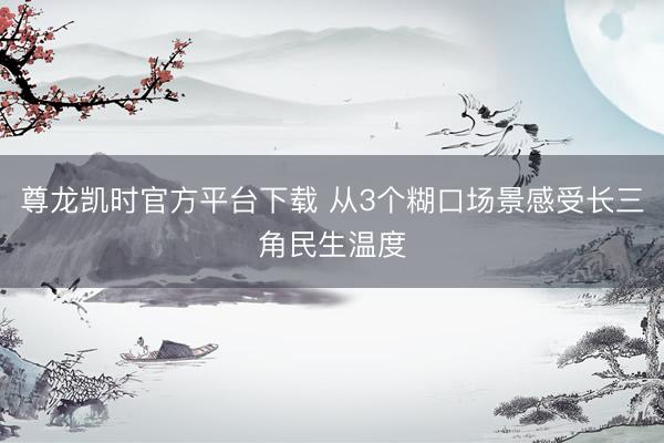 尊龙凯时官方平台下载 从3个糊口场景感受长三角民生温度