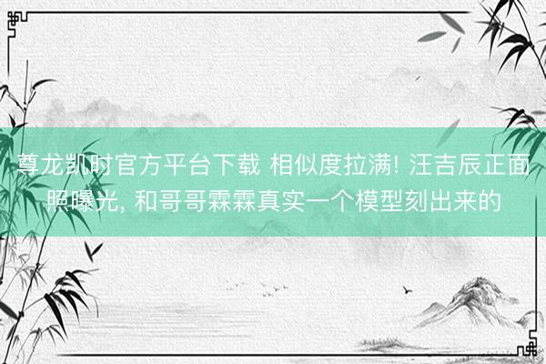 尊龙凯时官方平台下载 相似度拉满! 汪吉辰正面照曝光， 和哥哥霖霖真实一个模型刻出来的