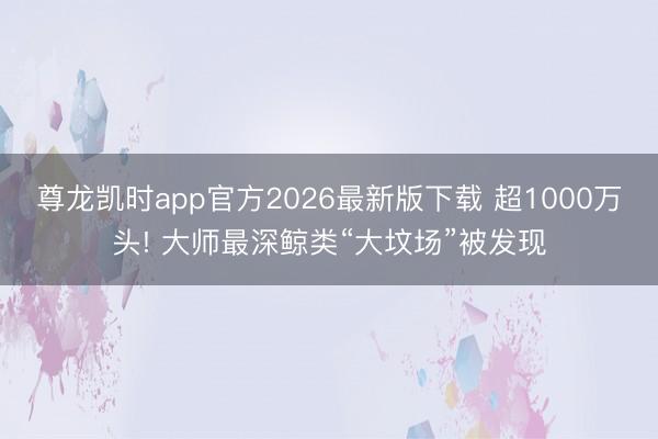 尊龙凯时app官方2026最新版下载 超1000万头! 大师最深鲸类“大坟场”被发现