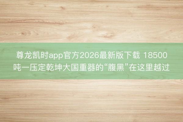 尊龙凯时app官方2026最新版下载 18500吨一压定乾坤大国重器的“腹黑”在这里越过