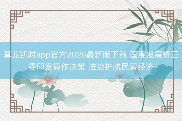 尊龙凯时app官方2026最新版下载 国度发展矫正委印发算作决策 法治护航民营经济