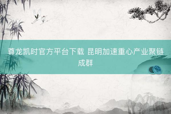 尊龙凯时官方平台下载 昆明加速重心产业聚链成群