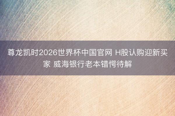 尊龙凯时2026世界杯中国官网 H股认购迎新买家 威海银行老本错愕待解