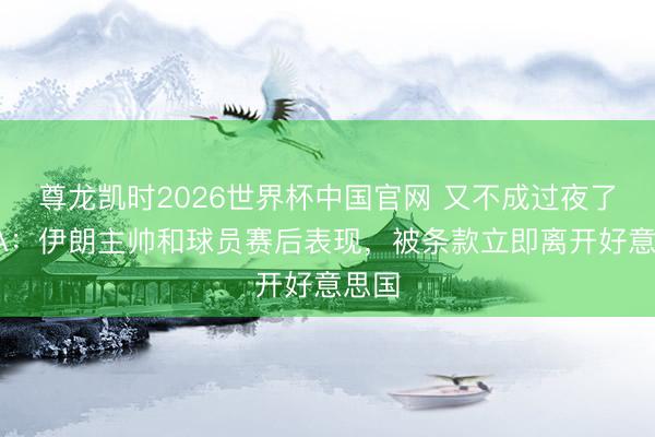 尊龙凯时2026世界杯中国官网 又不成过夜了！TA：伊朗主帅和球员赛后表现，被条款立即离开好意思国